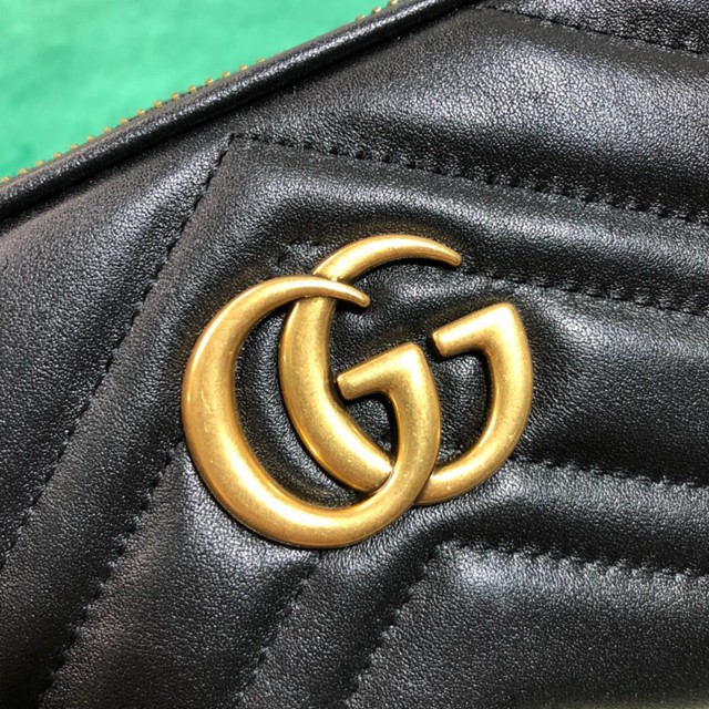 Gucci經典款女包 546581 古馳GG Marmont系列 Gucci全新迷你黑色風琴包  gqy2440